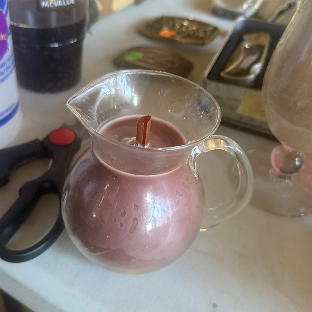 Glass Candle Holder with Pink Candle